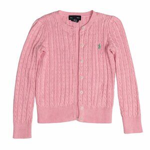 Ralph Lauren Girls Cable Knit Cardigan Pink Size 5